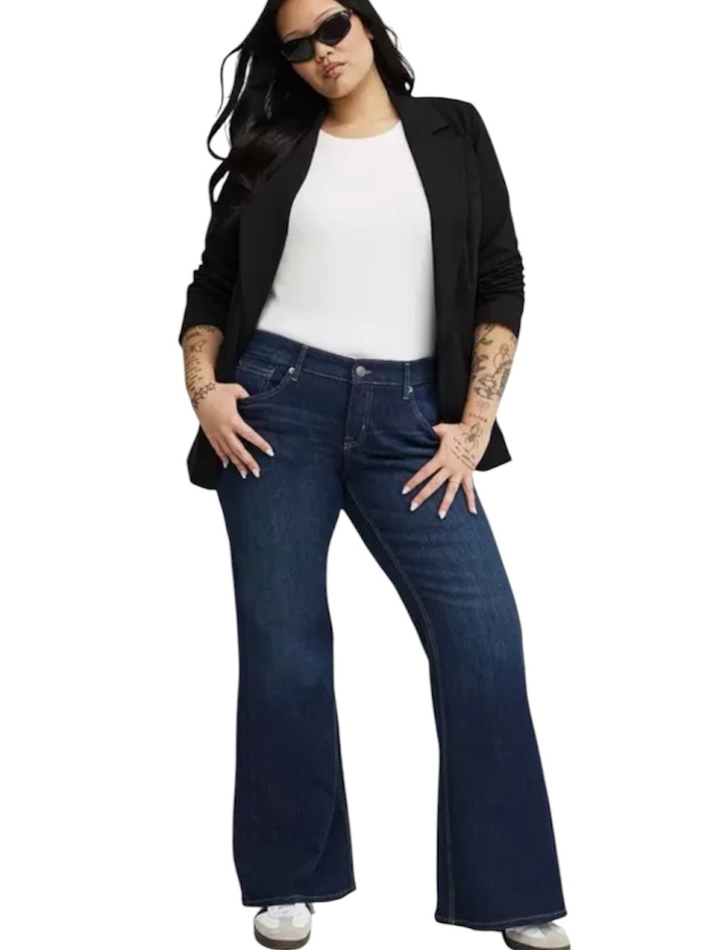 Torrid Low Rise Baggy Flare Vintage Stretch Dark Wash Denim Jeans Sz 14 Tall NWT